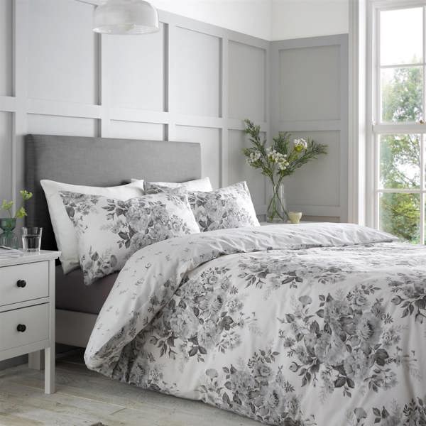 Elinda Floral Grey Duvet Cover Set