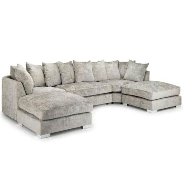 London U Shape Silver Scatterback Corner Sofa