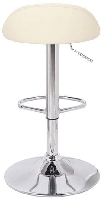 Lamboro Sofia Breakfast Bar Stool, Chrome Footrest, Height Adjustable Swivel Gas Lift, Home Bar & Kitchen Faux-Leather Barstool, Cream