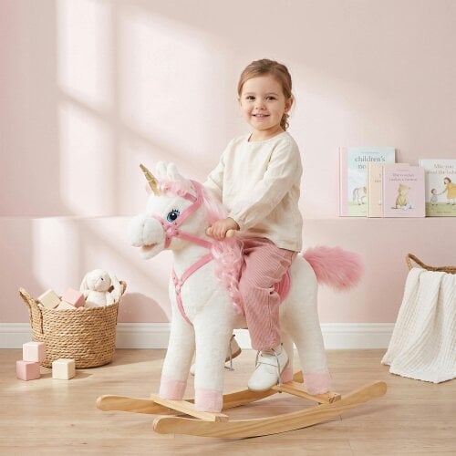 AIYAPLAY Rocking Horse with Rocking Limit Neighing Ride on Horse White