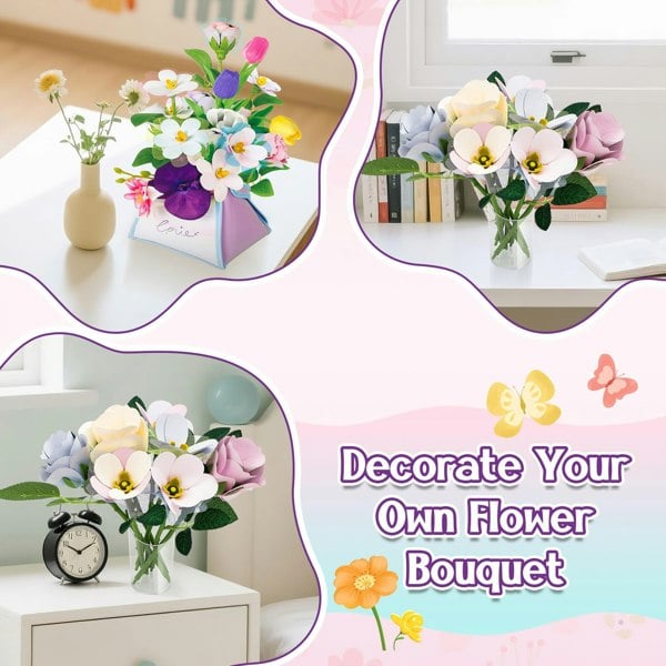 deAO Toys Fabulous Flowers DIY Flower Bouquet Kit for Kids