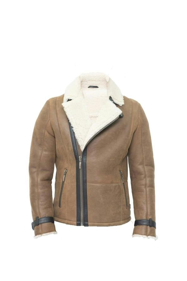 Infinity Leather Mens Double Breasted Sheepskin Leather Biker Jacket-Heathfield