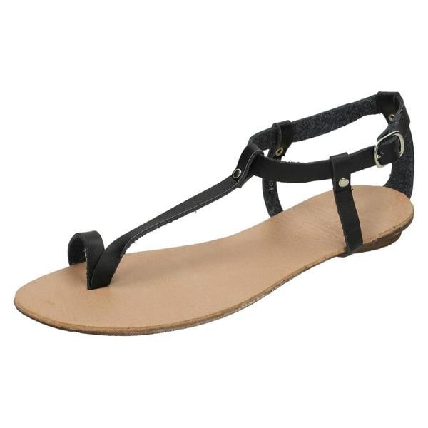 Spot On Ladies Spot On Flat Toeloop Sandal Ankle Strap