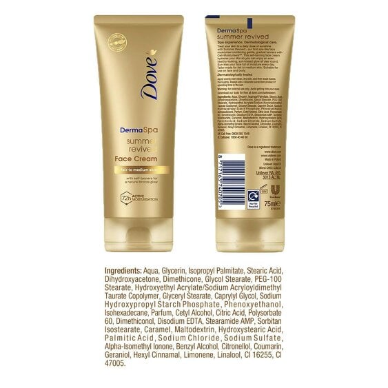 Dove Summer Revived Tanning Lotion 75ml 2 Pack, Light to Medium Sunkissed Glow