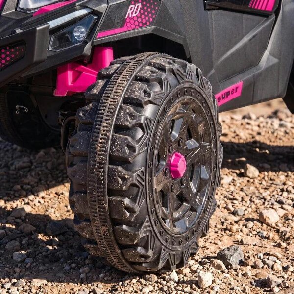 24V 2 Seater Ride On Truck Car for Big Kids with Remote Control, Dual Motors, 4-Wheel Suspension for Ages 3-8, Pink