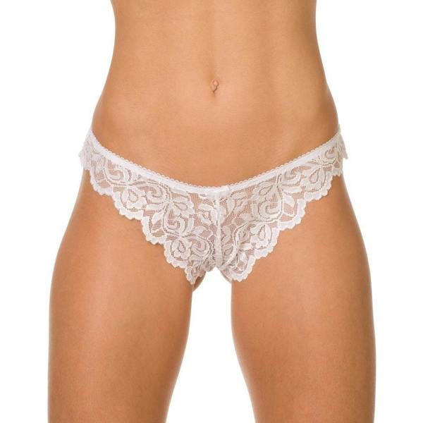 Camille Women's Thongs White Floral Lace High Leg Knickers 3 Pack Set