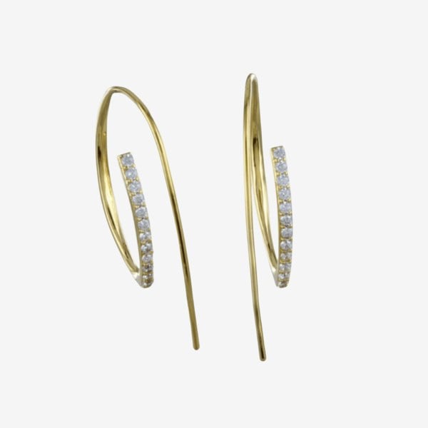 Sterling Silver Pavé 'Loop the Loop' Pull Through Earrings - Reeves & Reeves