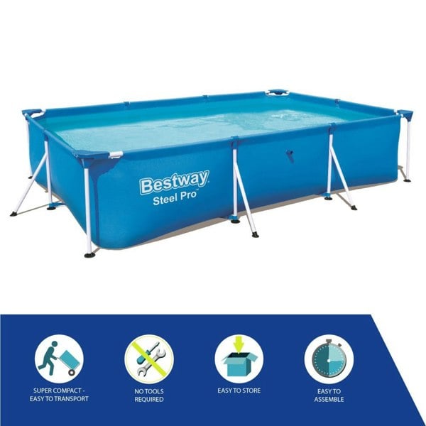 Bestway Rectangular Steel Frame Pool Set 9FT With Filter Pump