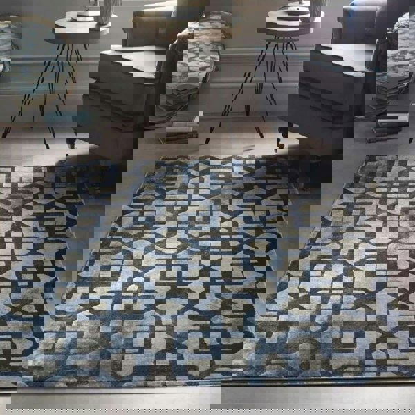 Shop Avanti Navy Moroccan Rug | Modern Geometric Design