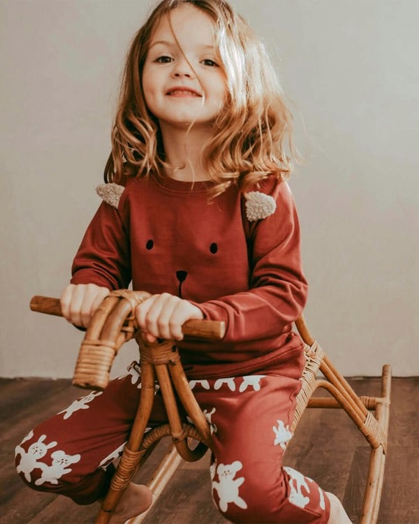 organic cotton Red Best Friends Print Harem Style Joggers - image 1