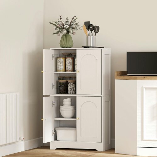 Wyld Haus Suzino 110cm Wooden White 4 Door Kitchen Storage Cabinet With Adjustable Shelves