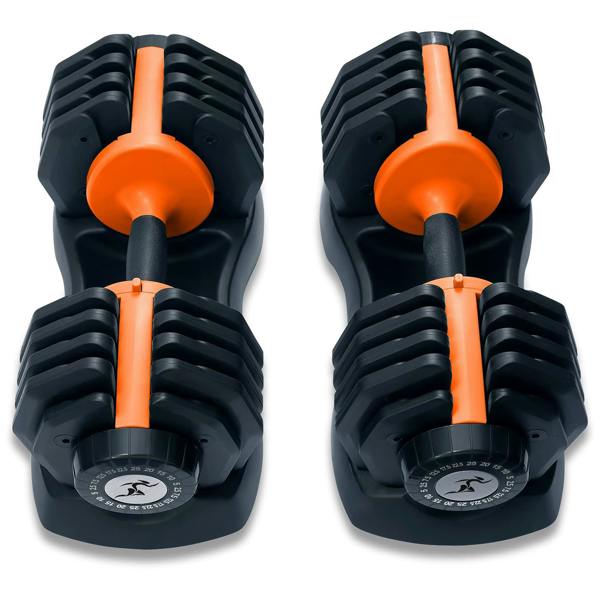 Strongology Homeology Strongology Urban25 Orange Adjustable Dumbbell Pair with Free Durable Steel Adjustable Urban25 Dumbbell Floor Stand