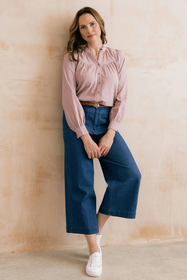 Lily & Me Wayfaring Embroidered Cotton Blouse Soft Pink