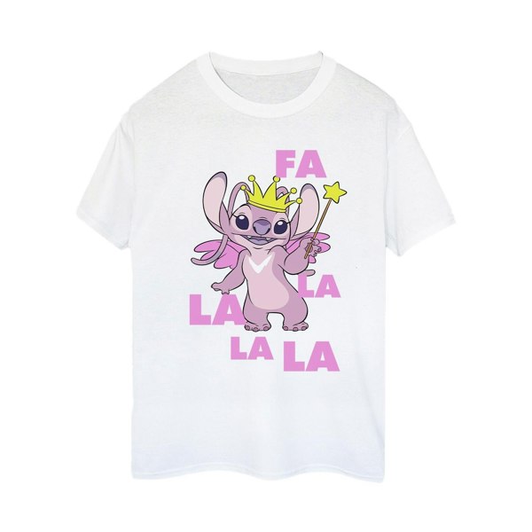 Disney Womens/Ladies Lilo & Stitch Angel Fa La La Cotton Boyfriend T-Shirt - White