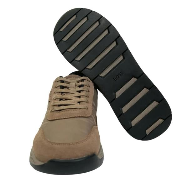 Boss Mens Titanium Runn Sdnypa Dual Fabric Trainers - Dark Beige - 