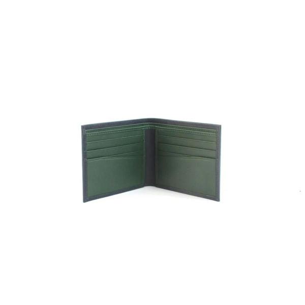 Eastern Counties Leather Carter Leather Slimline Card Wallet - Navy/Green - 