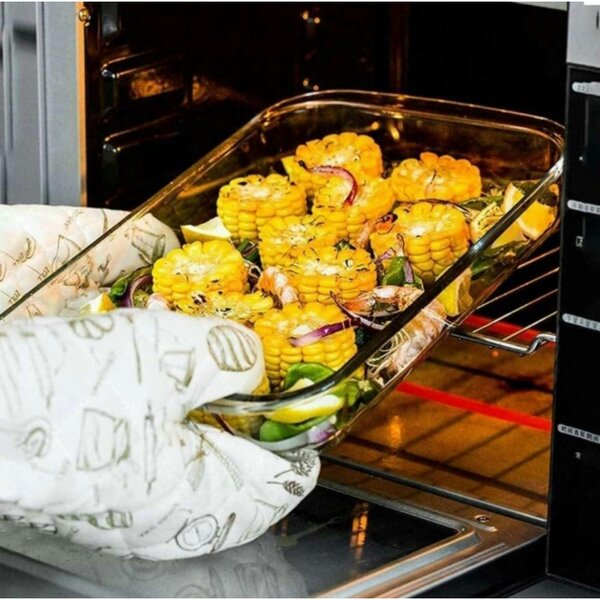 Dyzi 3L Borosilicate Glass Rectangular Baking Tray Oven Roasting Dish