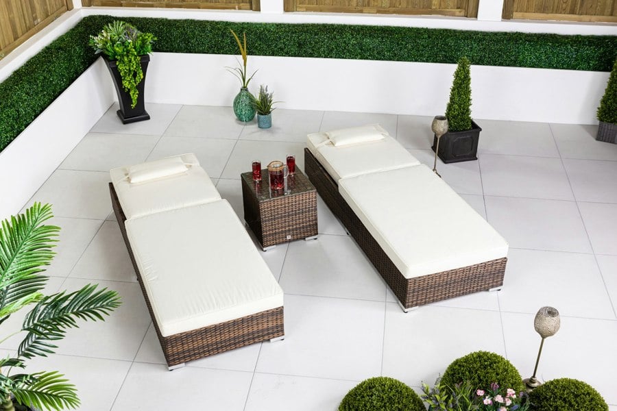 Giardino Set of 2 Sun Loungers & Table Set