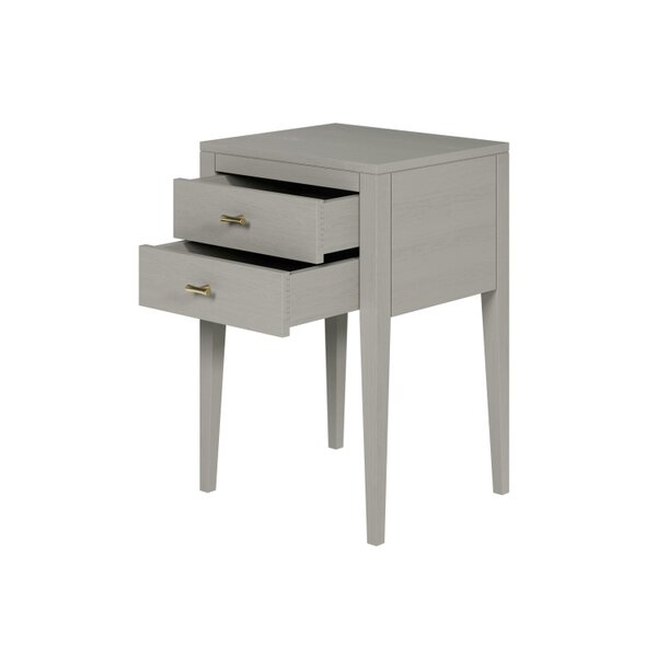 Wyld Haus Fortaleza Mist Grey Wood Grain 2 Drawer Bedside Table