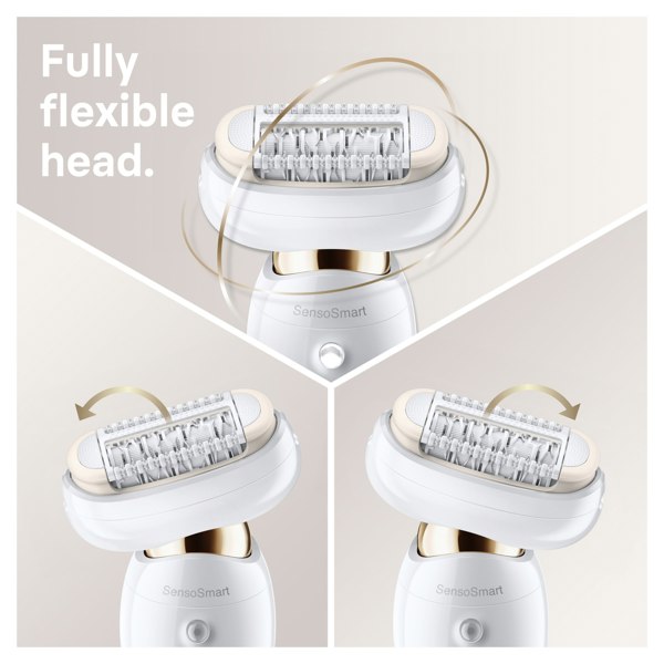 Braun Silk-epil 9 Flex 9-010 - Epilator with Flexible Head for Easier Hair Removal - White/Gold