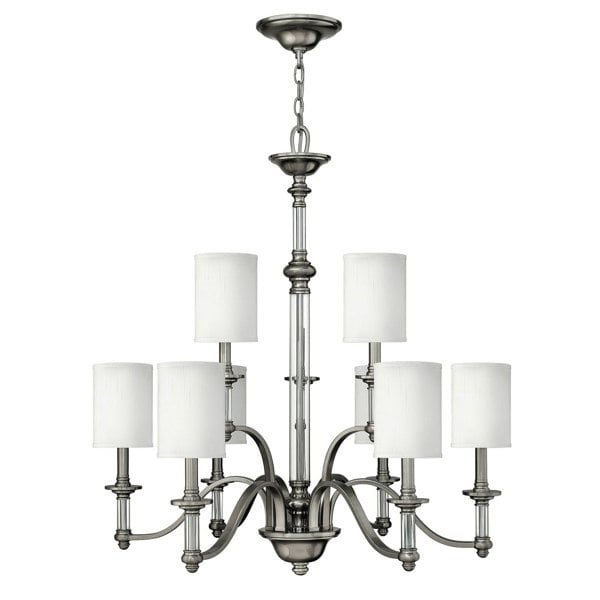 9 Bulb Chandelier Hanging Pendant LIght Brushed Nickel LED E14 60W Bulb Loops