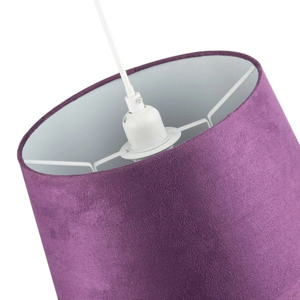 Deep Purple Velvet 12 Inch Drum Lamp Shade with White Cotton Inner Image 4