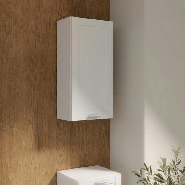 Furniture To Go Lokko Hanging Cupboard with 1 Door & Silver Handle in White