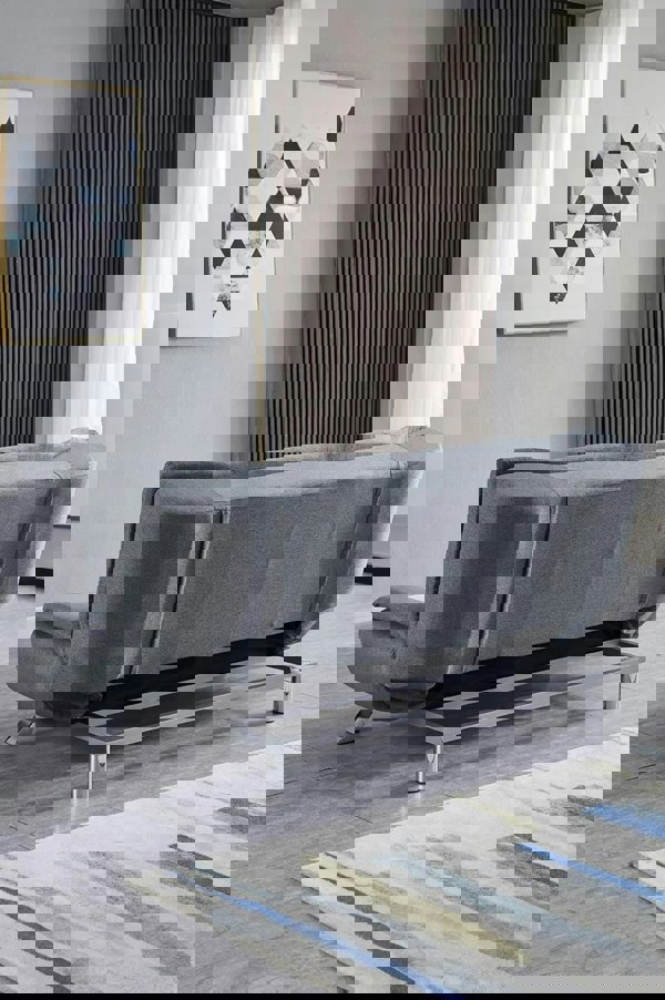 Living and Home 2-Seater Linen Fabric Click-Clack Convertibles Sofa Bed