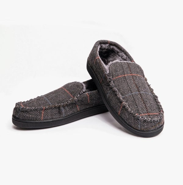 Dr Keller BURT Mens Full Slippers Grey