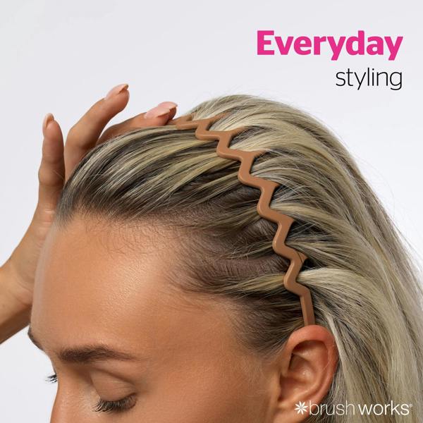Brushworks Neutral Zig Zag Headbands - 3 Pack