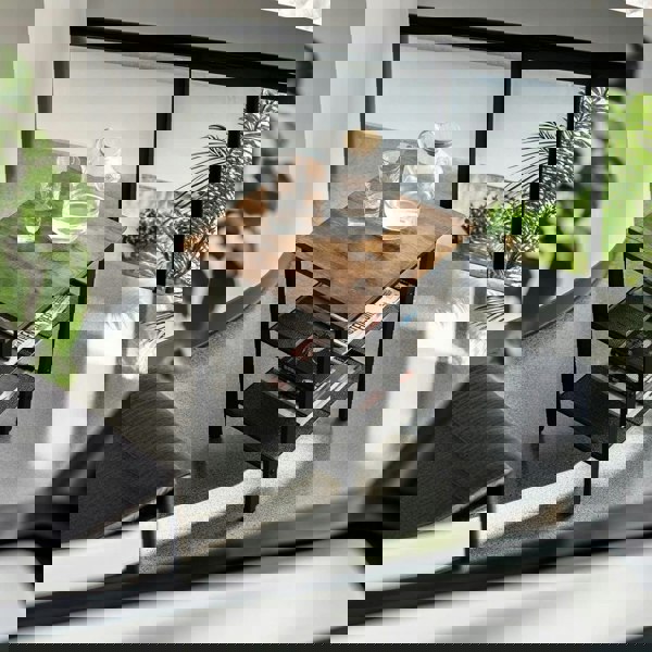 Modcraft Set of 2 Industrial Side Tables – Rustic Brown & Black Nightstands with Adjustable Mesh Shelves