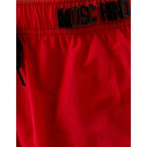 Moschino Mens Metal Logo Swim Shorts - Red - 