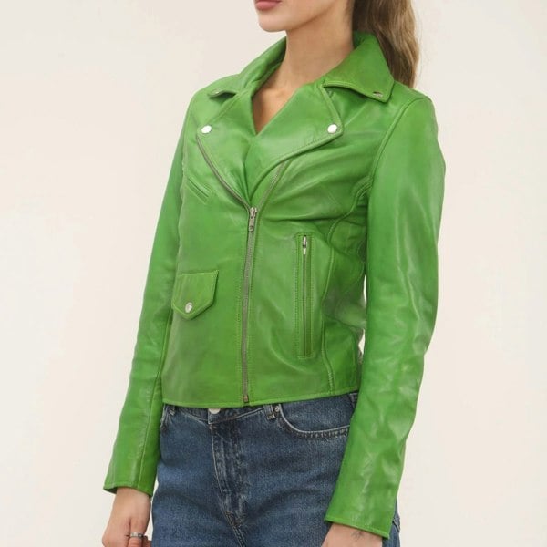 Leather Company Women's Real Leather Brando Style Biker Jacket