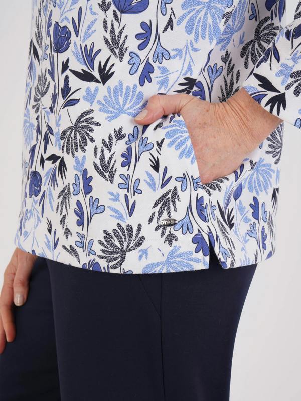 TIGI French Terry Floral Funnel Neck Top