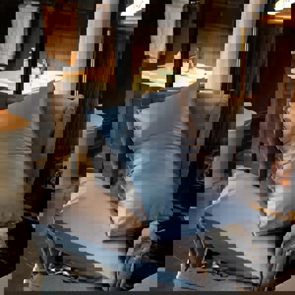 Anyhouz Anycozy Duvet Comforter Set UK King Blue/ Light Grey Egyptian Cotton Thick Blanket Bedspread 6 Pcs Bed Set