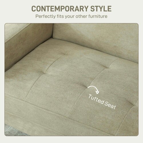 Wyld Haus Vikava Beige Velvet Upholstered 2 Seater Sofa Natural Wooden Legs