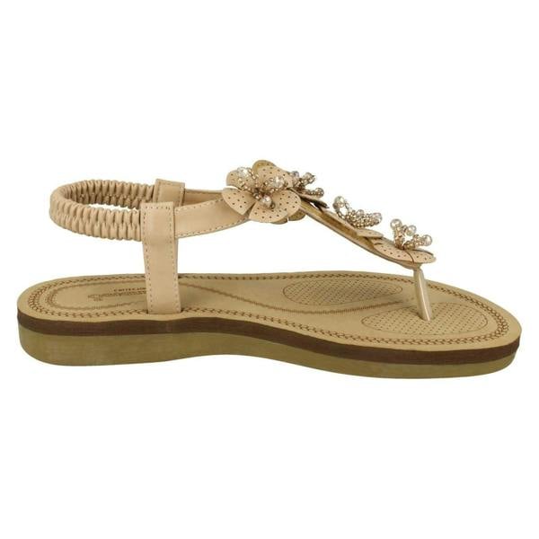 Savannah Ladies Savannah Beaded Flower Trim Sandals