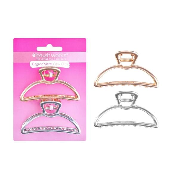 Brushworks Elegant Metal Claw Clips - 2 Pack