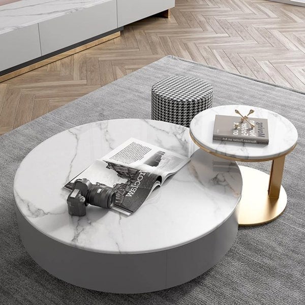 Valles Nesting Coffee Table Set, Sintered Stone-Weilai Concept-Pattern 1 White-80CM-Weilai Concept