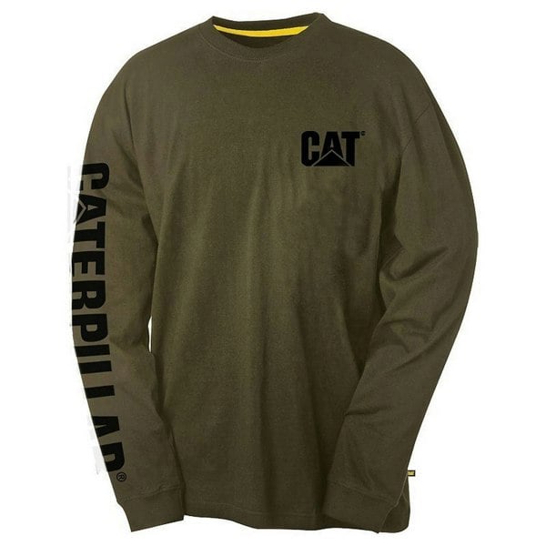 Caterpillar Mens Trademark Banner Long Sleeve T-Shirt - Green