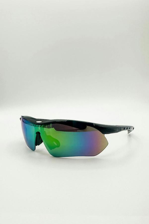 Outdoor Sports Racer Sunglasses In Black Multi With Case - svnx