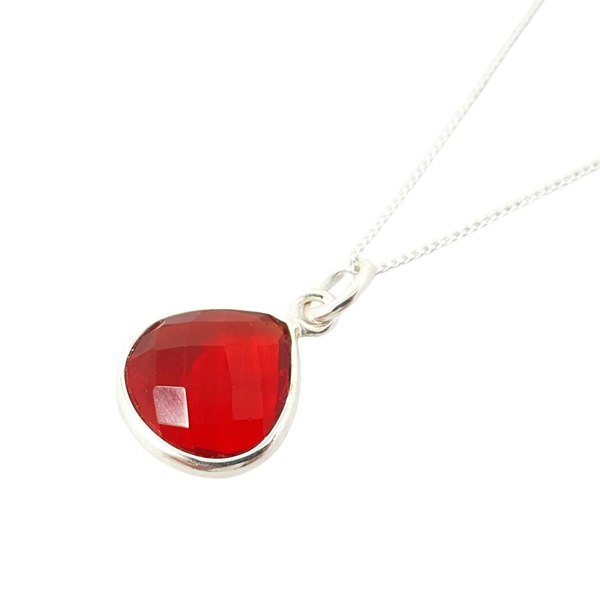 Garnet January Birthstone Silver Pendant Necklace