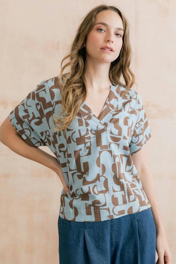 Lily & Me Orchard Linen Blend Shell Top Mocha