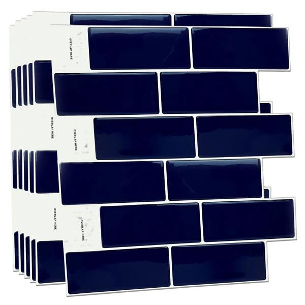 Deep Blue Glossy 3D Sticker Tile 30.5 x 30.5cm - 6 pcs