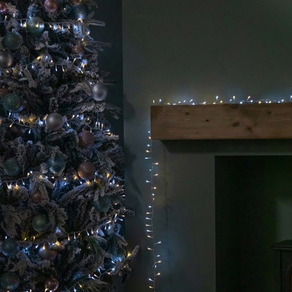 Samuel Alexander 37.5m 1500 LED TreeBrights Christmas String Lights with Timer in White and Warm White on Clear Cable