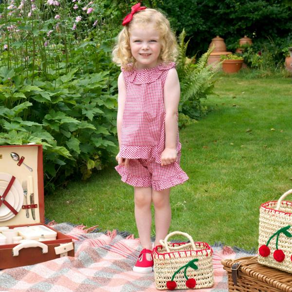 Rachel Riley Red Gingham Frill Top & Short Set