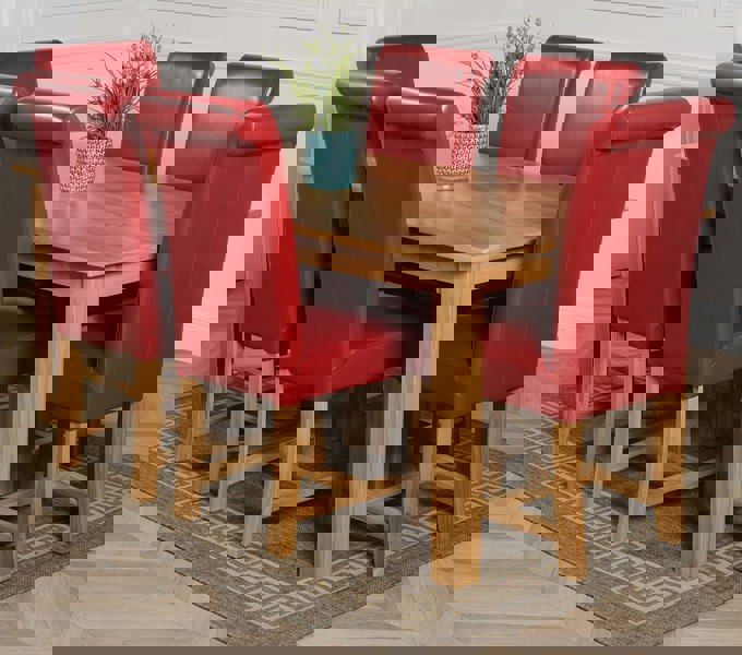 That's Furniture Oslo 180 x 90cm Large Oak Dining Set with Washington Leather Chairs