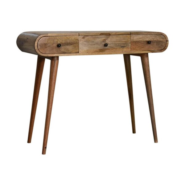Wyld Haus De Vence Oak Mango Wood Round Dressing Table 3 Drawers