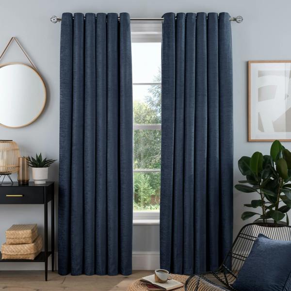 Smart Living Chenille Eyelet Curtain - Navy