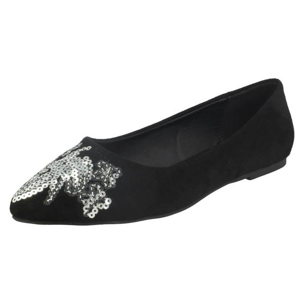 Spot On Ladies Spot On Flat Pointed Toe Ballerinas
